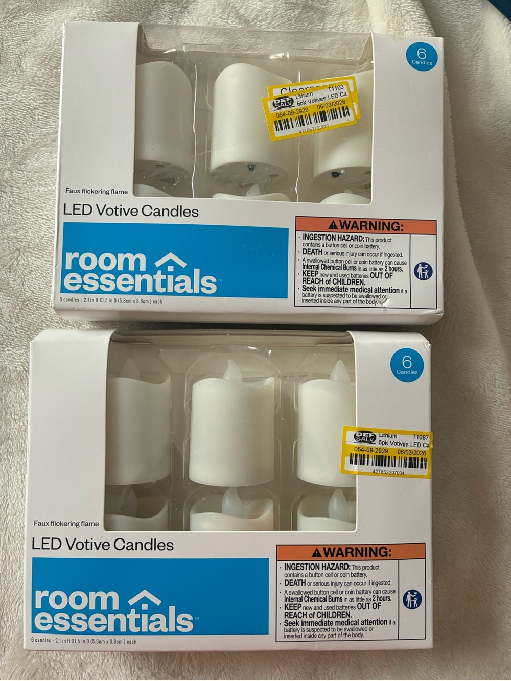 Bundle of 2 Room essentials White LED Votive Candles - Pack of 6